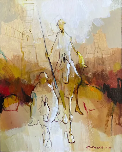 Jornada pelas Terras da Espanha - Óleo sobre tela, 50x40 cm, 2023 - Obra em destaque por Cláudio Caixeta