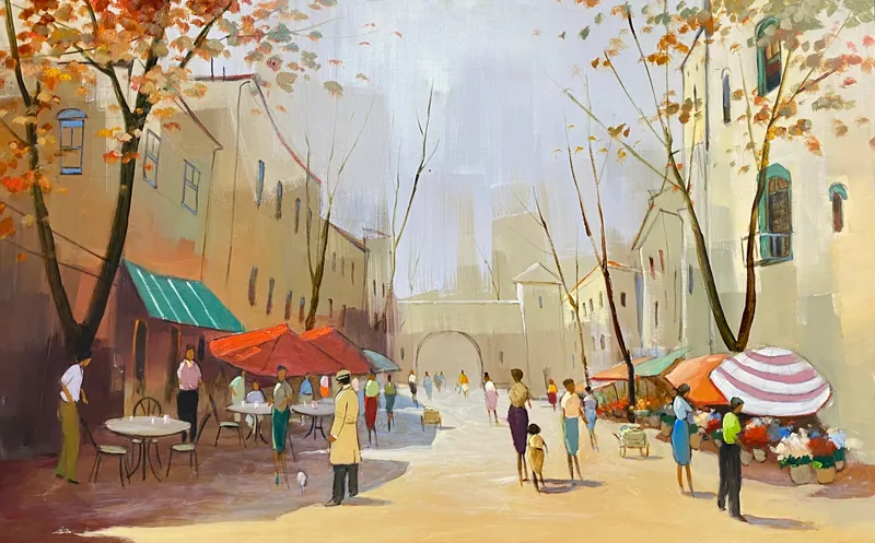 O Casamento de Sabores e Cores - Óleo sobre tela, 100x160 cm, 2023 - Obra em destaque por Cláudio Caixeta