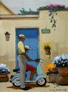 Roteiro de Amor em Siena - Óleo sobre tela, 40x30 cm, 2023 - R$ 2.500,00