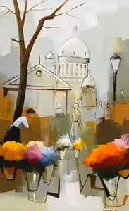 Charmoso Dia no Bairro de Montmartre - Óleo sobre tela, 160x100 cm, 2023 - R$ 8.300,00