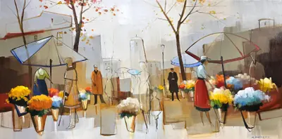 Festival de Cores em Montmartre - Óleo sobre tela, 100x200 cm, 2023 - R$ 9.500,00