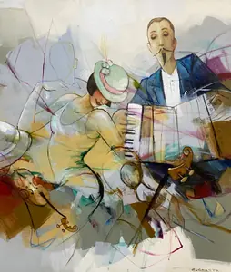 Uma Noite de Conquista dos Anos 20 - Óleo sobre tela, 130x110 cm, 2023 - R$ 6.800,00