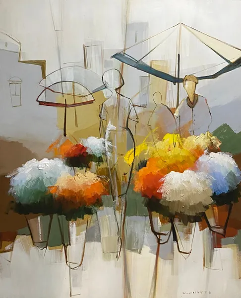 Encontro Florescente do Destino - Óleo sobre tela, 170x140 cm, 2023 - Obra em destaque por Cláudio Caixeta